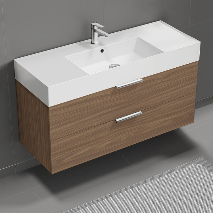 Bathroom Vanity 48 Inch Bathroom Vanity, Floating, Walnut Nameeks DERIN487